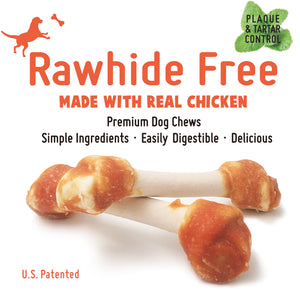 LuvChew Rawhide Free Knotted Bones with Chicken Flavor - Medium